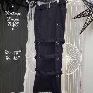 Vintage Tripp NYC Bondage Cage Double Slit Maxi Skirt with Attached Straps